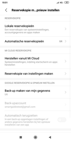 Selecteer Back-up maken van mijn gegevens