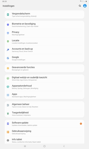 Scroll naar en selecteer Accounts en back-up