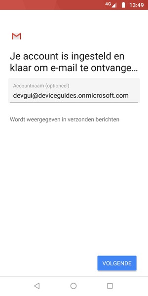 Geef uw account een naam en selecteer VOLGENDE