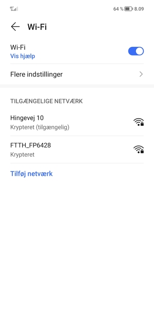 Vælg det trådløse netværk, du ønsker at oprette forbindelse til