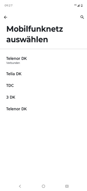 Wählen Sie einen Netzbetreiber von der Liste