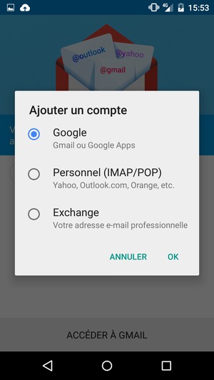 Sélectionnez Google puis OK