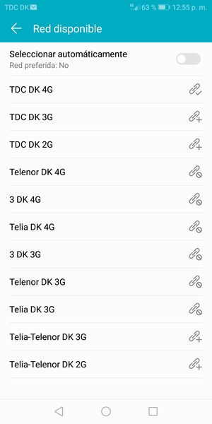 Seleccione un operador de red de la lista