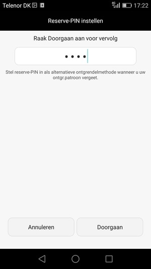 Voer een Reserve-PIN in en selecteer Doorgaan