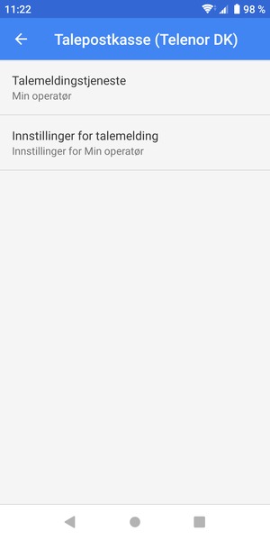 Velg Innstillinger for talemelding