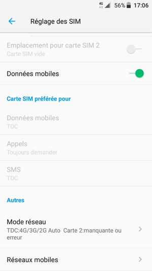 Faites défiler et sélectionnez Réseaux mobiles