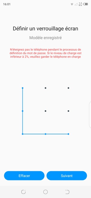 Dessinez un motif de déverrouillage et sélectionnez Suivant