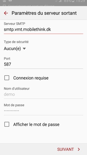 Décochez la case Connexion requise et sélectionnez SUIVANT