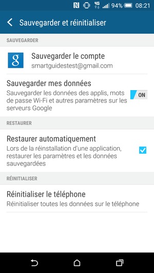 Retournez au menu Paramètres