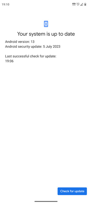 If your phone is up to date, you will see the following screen