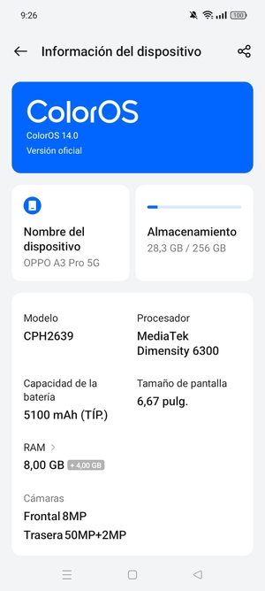 Seleccione ColorOS