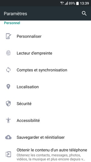 Faites défiler et sélectionnez Sécurité