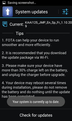 If your phone is up to date, you will see the following screen