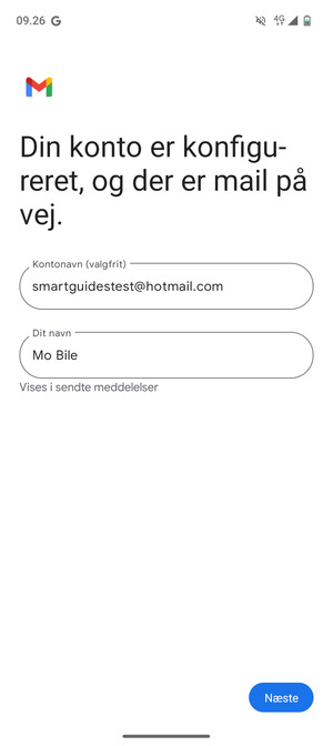 Giv din konto et navn og indtast dit navn. Vælg Næste