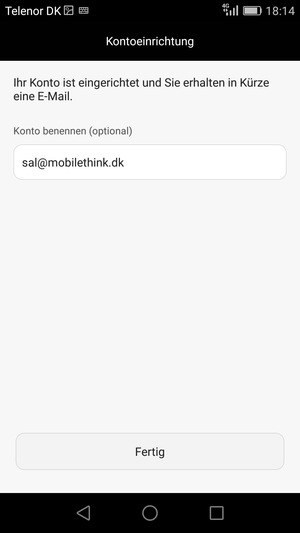 Geben Sie Ihrem Konto einen Namen und wählen Sie Fertig