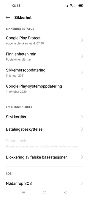 Bla til og velg SIM-kortlås