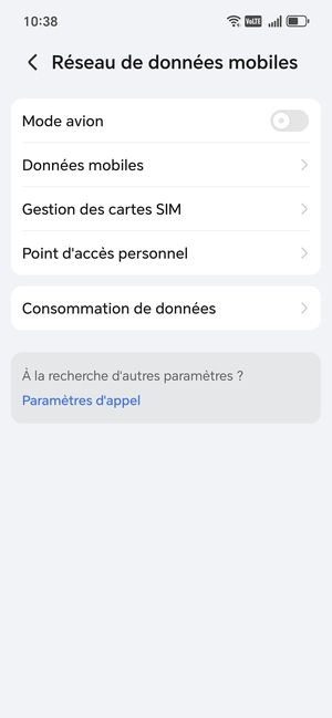 Sélectionnez Gestion des cartes SIM