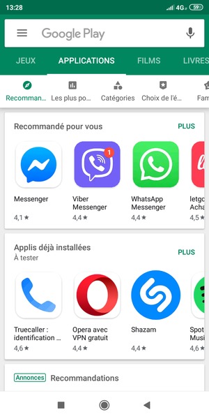 Sélectionnez la barre de Recherche