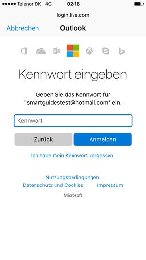 Geben Sie Ihre Passwort ein und wählen Sie Anmelden