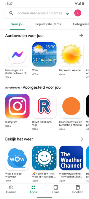 Selecteer de zoekbalk