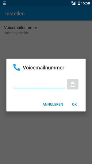 Voer het Voicemailnummer in en selecteer OK