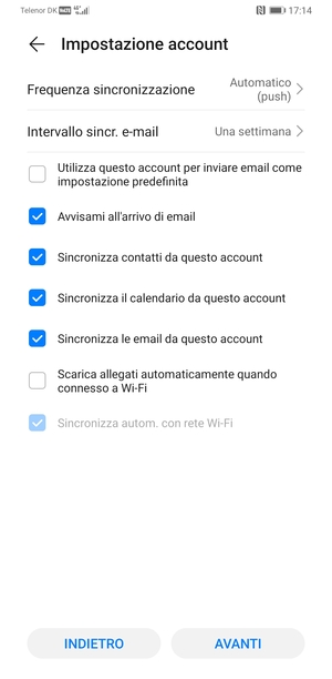 Seleziona AVANTI