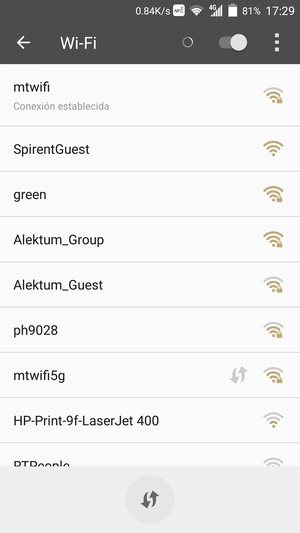 Ahora está conectado a la red Wi-Fi