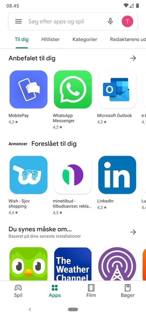 Vælg søgefeltet