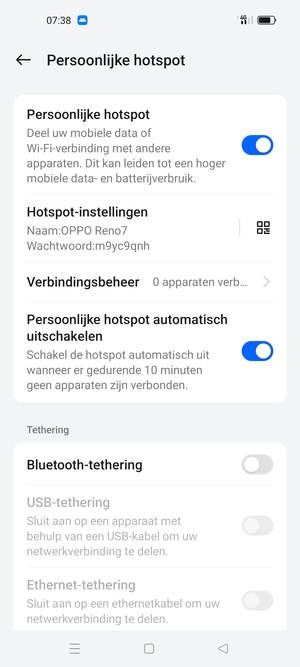 Uw telefoon is nu geïnstalleerd voor gebruik als modem