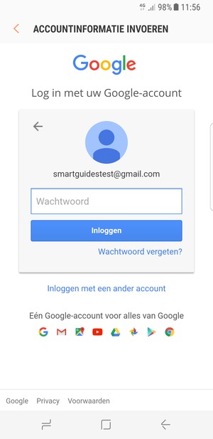 Voer uw Gmail wachtwoord in en selecteer Inloggen