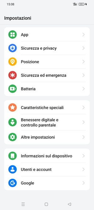 Scorri e seleziona Sicurezza e privacy