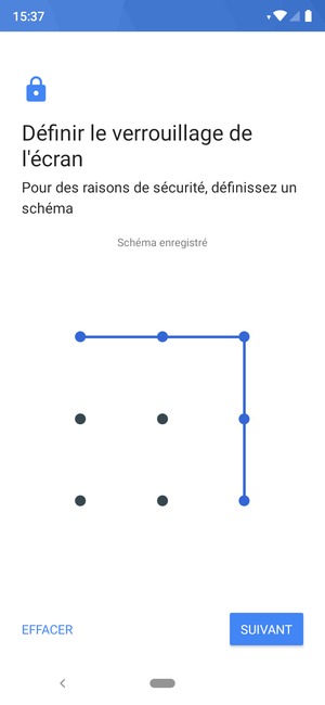 Dessinez un motif de déverrouillage et sélectionnez SUIVANT