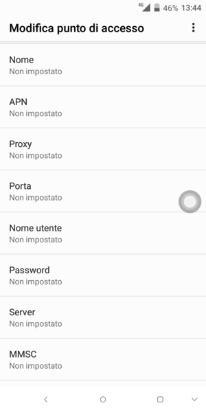 Inserisci le informazioni di Internet