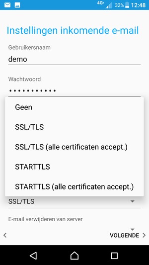 Selecteer Geen en selecteer vervolgens VOLGENDE