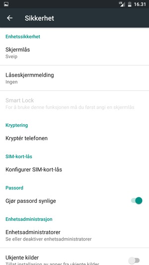 Velg Konfigurer SIM-kort-lås