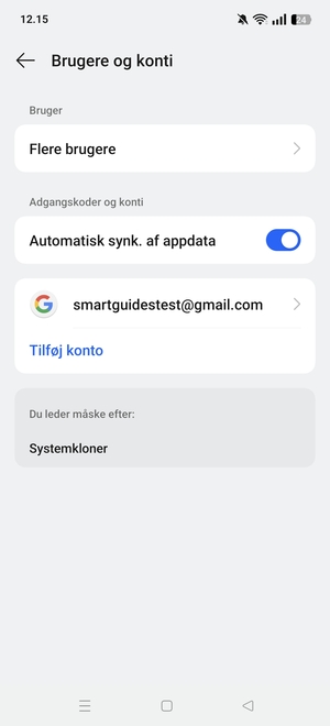 Vælg din Google konto