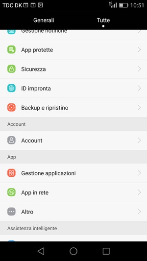 Scorri e seleziona Account