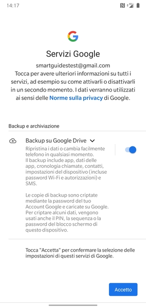 Seleziona Accetto