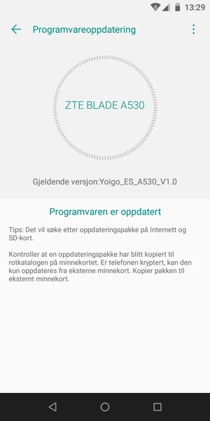 Hvis telefonen din er oppdatert, vil du se følgende skjermbilde