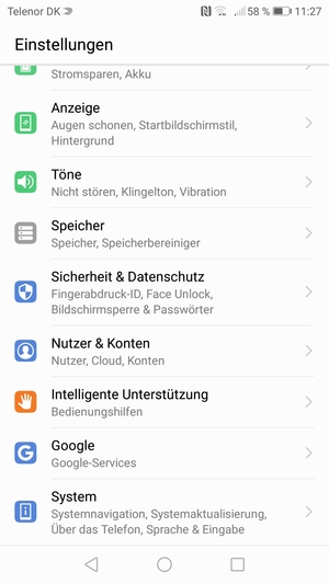 Scrollen Sie und wählen Sie System