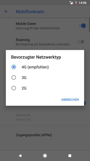 Wählen Sie die gewünschte Option