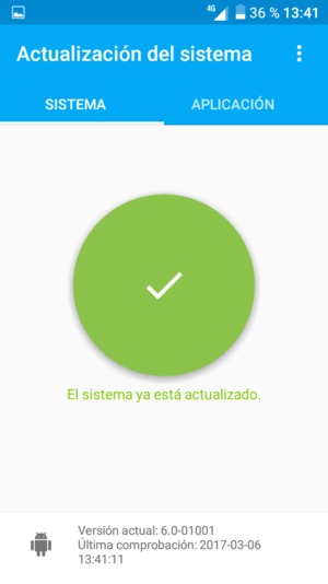 Si su teléfono está actualizado, verá la siguiente pantalla