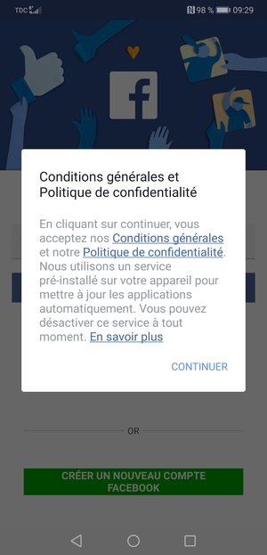 Sélectionnez CONTINUER