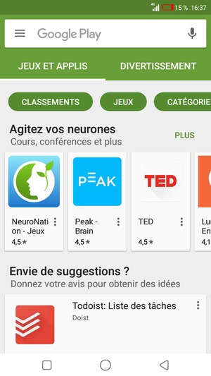 Sélectionnez la barre de Recherche