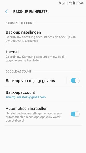 Selecteer Back-upaccount