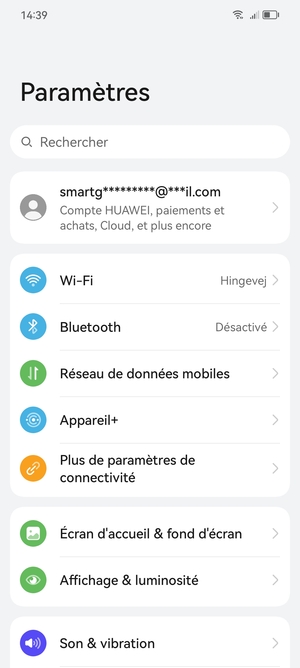 Sélectionnez Compte Huawei