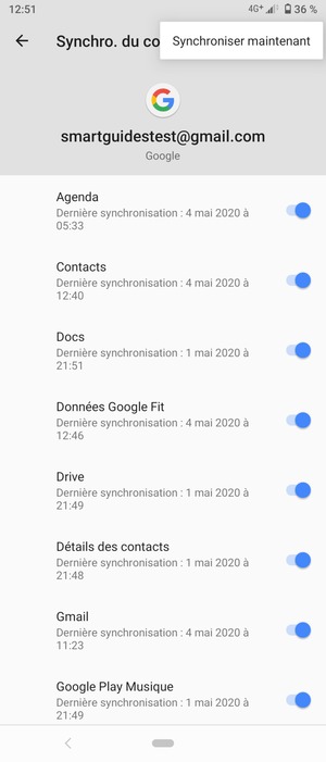 Sélectionnez Synchroniser maintenant