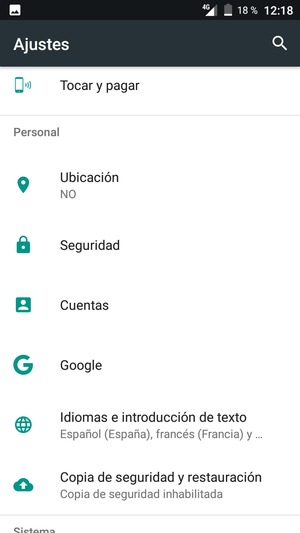 Desplácese y seleccione Copia de seguridad y restauración