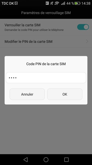 Veuillez confirmer votre nouveau PIN de la carte SIM et sélectionner OK