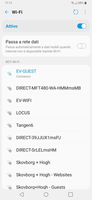 Ora sei connesso alla rete Wi-Fi